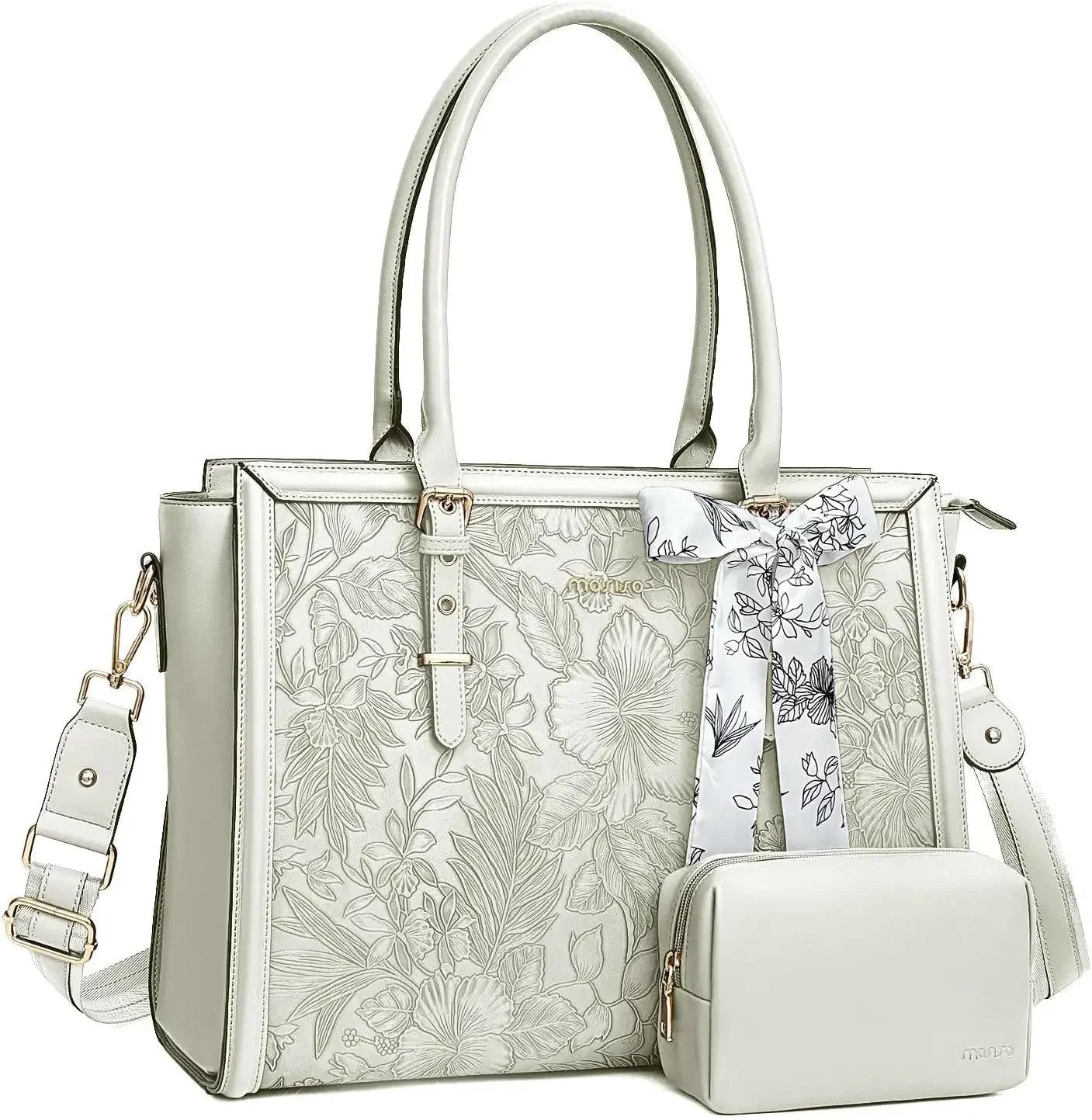 2Pcs Vintage Leather Laptop Tote