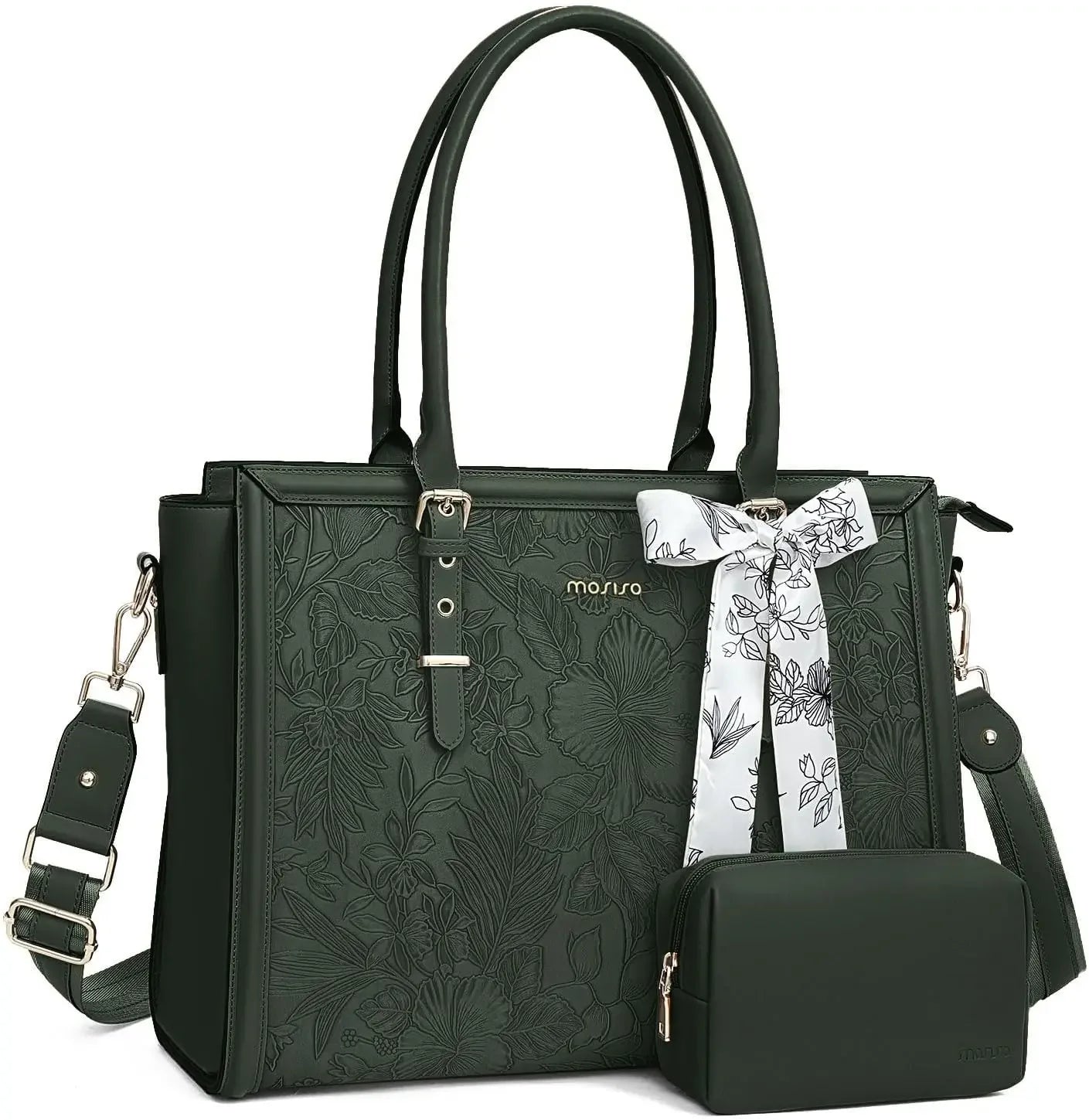 2Pcs Vintage Leather Laptop Tote