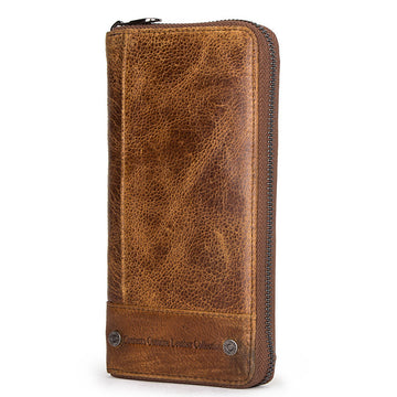 Anti-theft Swiping Men's Long Leather Men's Zipper Bag